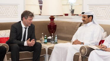 Saad Sharida al-Kaabi, Energy Minister of Qatar meets with German Economy Minister Robert Habeck, in Doha, Qatar March 20, 2022. (Reuters)