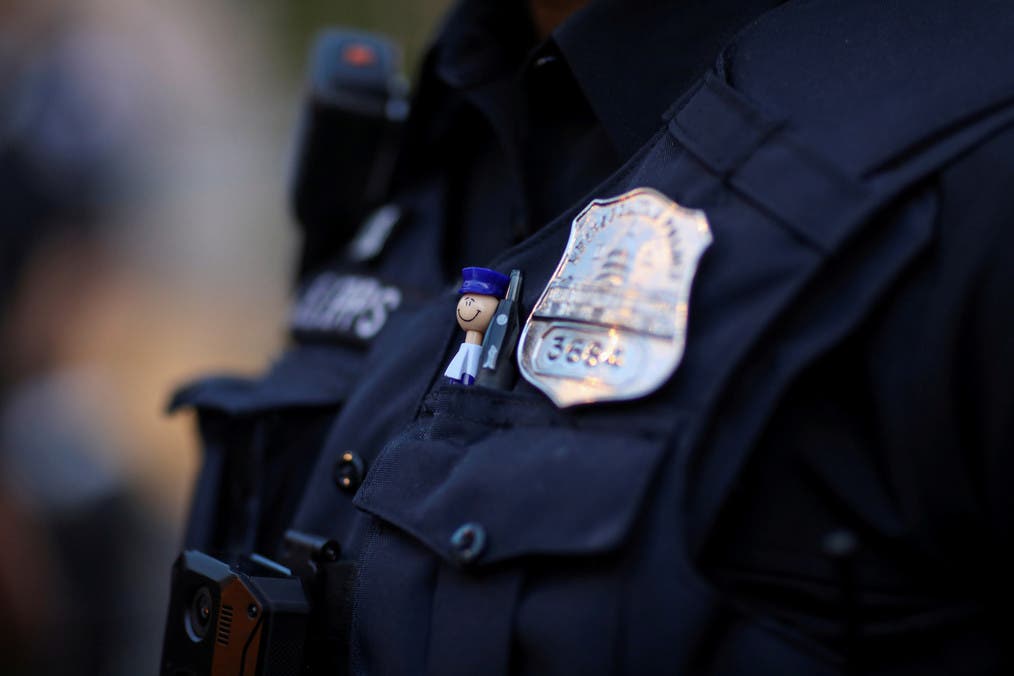 Detail of a police officer's badge as racial inequality protests continue, in Washington, U.S., June 23, 2020. (Reuters)