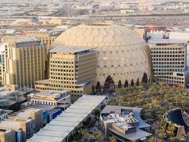 Veduta aerea di Al Wasl Dome all'Expo 2020 Dubai.  (Dato)