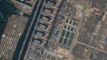 In this satellite picture provided by Planet Labs PBC, the Zaporizhzhia nuclear power plant is seen in Enerhodar, Ukraine, Tuesday, March 15, 2022. Russian forces has engaged in a firefight to seize the facility. Zaporizhzhia is Europe’s largest nuclear power plant and the fighting raised fears about safety there. (Planet Labs PBC via AP)