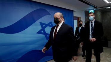 Israeli Prime Minister Naftali Bennett arrives for the weekly cabinet meeting in Jerusalem, on March 20, 2022. (Reuters)