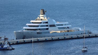 Solaris, a superyacht linked to sanctioned Russian oligarch Roman Abramovich, is pictured in Bodrum, southwest Turkey, March 22, 2022. (Reuters)