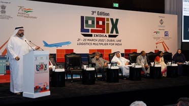 Omar Alkhan Abdulla, Director of International Offices at Dubai Chamber speaking at the 3rd LOGIX India