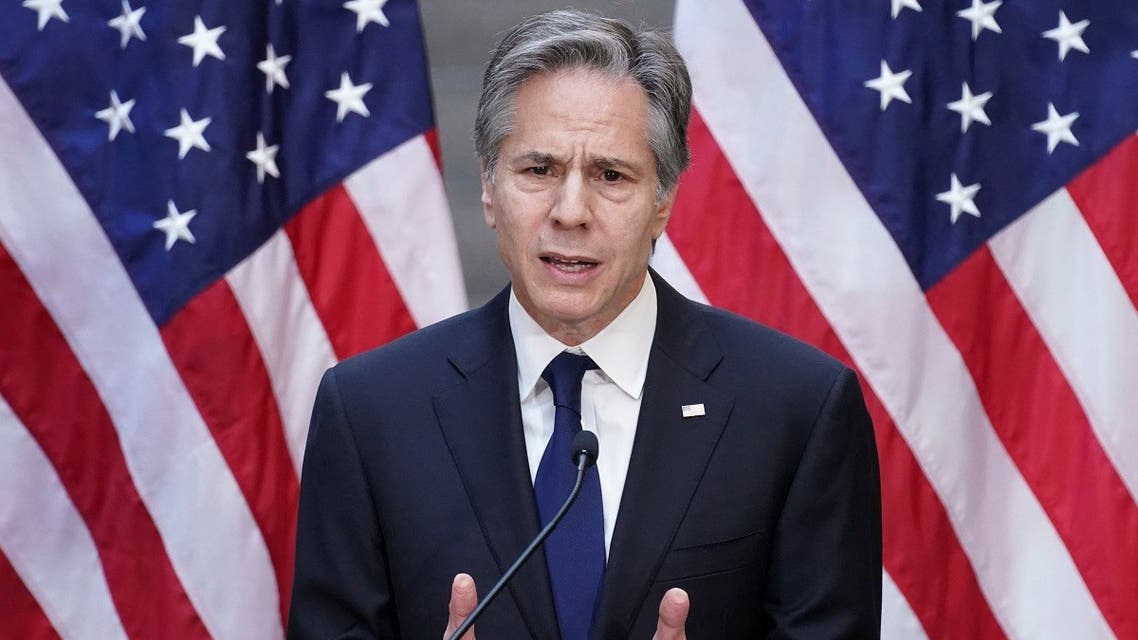 US Secretary of State Antony Blinken speaks after viewing the Burma's Path To Genocide exhibit at the Holocaust Memorial Museum, March 21, 2022. (Reuters)