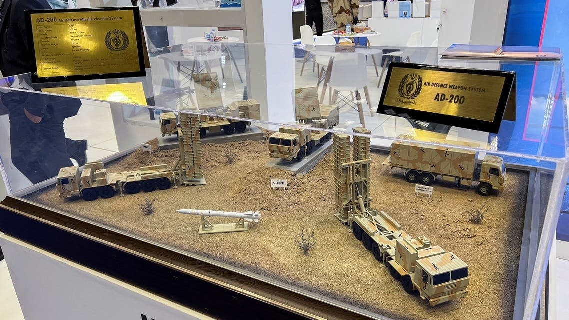 Air defense weapon system models are displayed at the Doha International Maritime Defense Exhibition and Conference in Qatar, March 22, 2022. (Reuters)