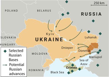 خريطة توضيحية للهجوم الروسي (شترستوك)