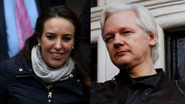Combination image of Stella Moris and Julian Assange. (Reuters)