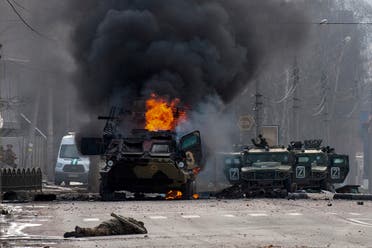 دبابة روسية مدمرة في خاركيف