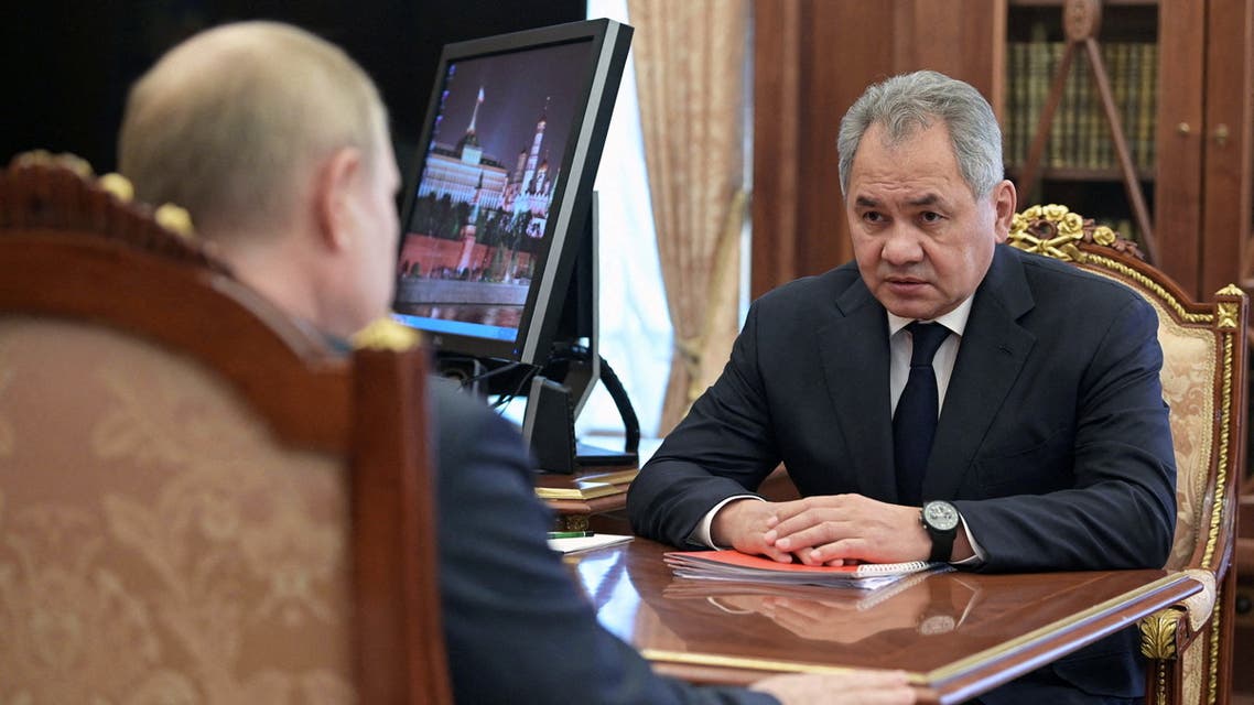 Russia's Defence Minister Sergei Shoigu attends a meeting with President Vladimir Putin in Moscow, Russia January 13, 2022. (Reuters)