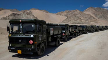 Military tankers carrying fuel move towards forward areas in the Ladakh region, September 15, 2020. REUTERS/Danish Siddiqui
