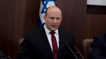 Israeli Prime Minister Naftali Bennett chairs the weekly cabinet meeting in Jerusalem, March 20, 2022. Maya Alleruzzo/ Pool via REUTERS