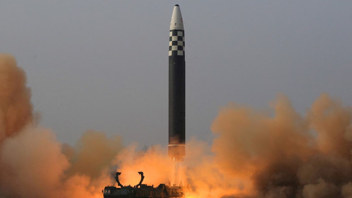 General view during the test firing of what state media report is a North Korean new type of intercontinental ballistic missile (ICBM) in this undated photo released on March 24, 2022 by North Korea's Korean Central News Agency (KCNA). (Reuters)