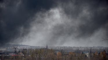 Smoke rises after an airstrike on March 26, 2022 in Lviv, as Russia’s attack on Ukraine continues. (Reuters)