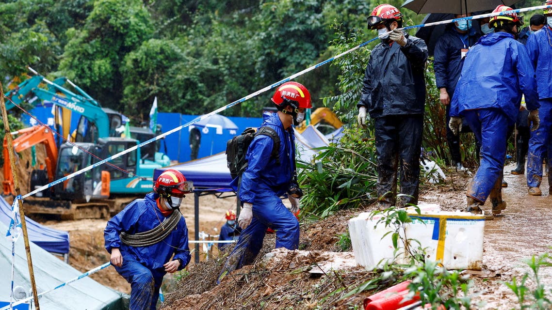 FILE PHOTO: Rescue workers work at the site where a China Eastern Airlines Boeing 737-800 plane flying from Kunming to Guangzhou crashed, in Wuzhou, Guangxi Zhuang Autonomous Region, China March 24, 2022. (Reuters)
