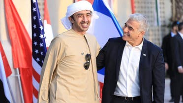  UAE Foreign Minister Sheikh Abdullah bin Zayed Al Nahyan arrives in Israel on March 27, 2022 to attend a regional summit. (Twitter)