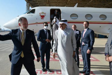 Bahraini Foreign Minister Abdullatif al-Zayani arrives in Israel on March 27, 2022 to attend a five-way regional summit. (Twitter)