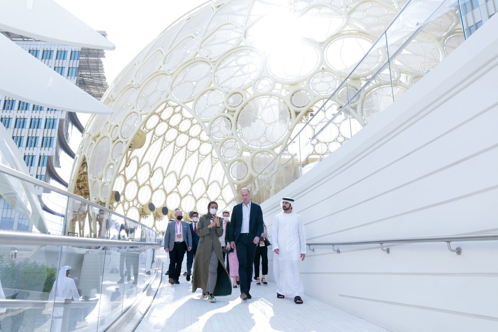Britain's Prince William and Dubai Crown Prince Shaik Hamdan at Expo 2020 Dubai. (WAM)