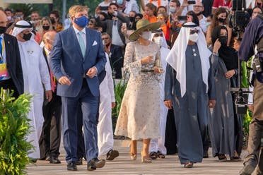 Dutch monarchs King Willem-Alexander and Queen Máxima at Expo 2020 Dubai. (WAM)