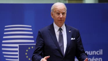 U.S. President Joe Biden attends a European Union leaders summit amid Russia's invasion of Ukraine, in Brussels, Belgium March 24, 2022. REUTERS/Evelyn Hockstein