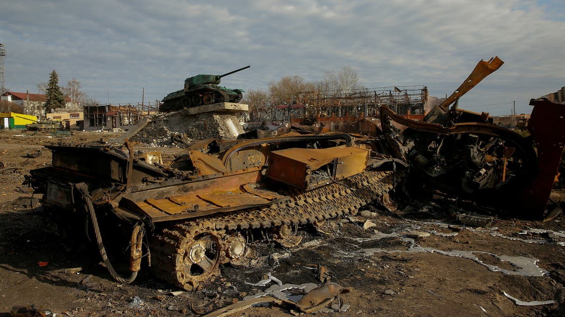 FILE PHOTO: A destroyed Russian tank is seen amid Russia’s attack on Ukraine continues, in the town of Trostianets, in Sumy region, Ukraine March 28, 2022. Picture taken March 28, 2022. REUTERS/Oleg Pereverzev/File Photo