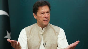 Pakistan's Prime Minister Imran Khan gestures during an interview with Reuters in Islamabad, Pakistan, on June 4, 2021. (Reuters)