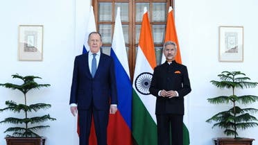 India's Foreign Minister Subrahmanyam Jaishankar and his Russian counterpart Sergei Lavrov are seen before their meeting in New Delhi, India, April 1, 2022. (Reuters)