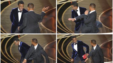Combination picture showing Will Smith slapping Chris Rock as Rock spoke on stage during the 94th Academy Awards in Hollywood, Los Angeles, California, U.S., March 27, 2022. (Reuters)