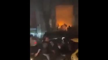 Screenshot of a video depicting a fire in a Baku nightclub. (Twitter)