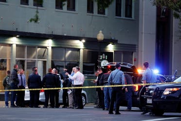 Police are seen after an early-morning shooting in a stretch of the downtown near the Golden 1 Center arena in Sacramento, California, US April 3, 2022. (Reuters)