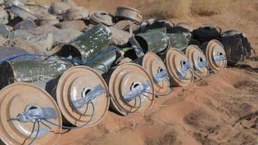 View shows land mines collected and disarmed by the KSrelief team of experts in Yemen. (SPA)