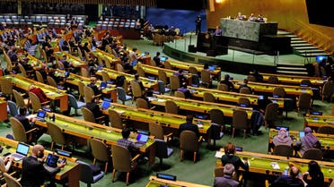 In this file photo taken on March 01, 2022, the United Nations holds its second day of emergency special session General Assembly meetings on the Russia-Ukraine conflict in New York City. (AFP)
