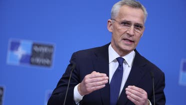 In this file photo taken on March 24, 2022, NATO Secretary General Jens Stoltenberg addresses a press conference at NATO Headquarters in Brussels. (AFP)