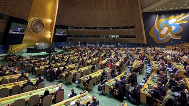 A general view of an emergency special session of the UN General Assembly on Russia’s invasion of Ukraine, at the United Nations headquarters in New York City, New York, US on April 7, 2022. (Reuters)