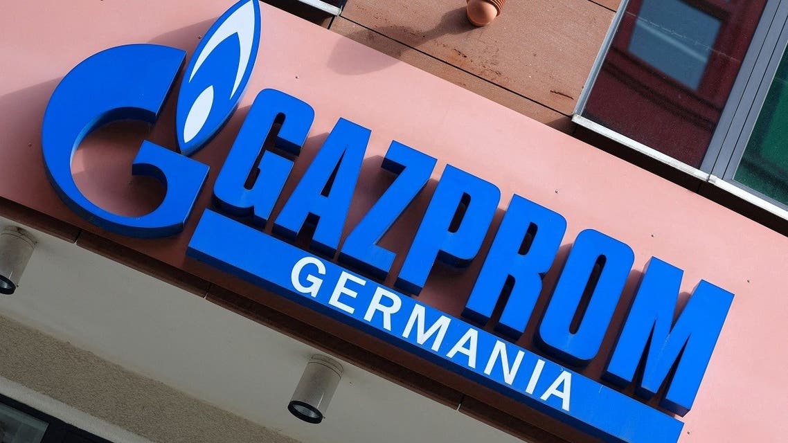 The logo of Gazprom Germania is pictured at their headquarters, in Berlin, Germany on April 1, 2022. (Reuters)