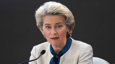 Ursula von der Leyen, President of the European Commission speaks at the event “Stand up for Ukraine” in Warsaw, Poland on April 9, 2022. (AFP)