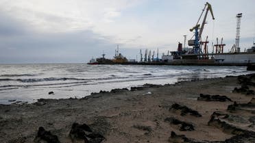 FILE PHOTO: Cranes and ships are seen in the Azov Sea port of Berdyansk, Ukraine November 30, 2018. Picture taken November 30, 2018. REUTERS/Gleb Garanich/File Photo
