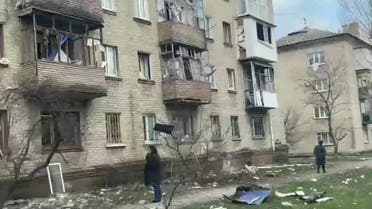 Severodonetsk, Luhansk region in Ukraine after Russian shelling on Sunday. (Twitter)