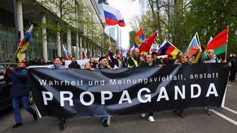 Pro-Russian protestors outnumbered by Ukraine supporters in Germany protest