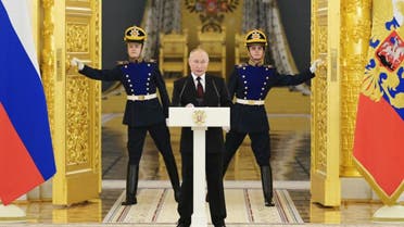  Russian President Vladimir Putin speaks during a ceremony to receive credentials from foreign ambassadors in Kremlin, in Moscow, Russia, Dec. 1, 2021. (AP)