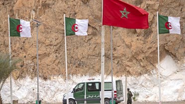 A picture taken from the Moroccan region of Oujda shows Algerian border guards patrolling along the border with Morocco on November 4, 2021. (File photo: AFP)