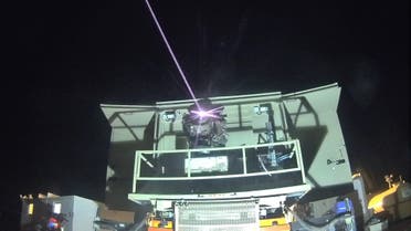 Israel successfully tests a new laser missile defense system on April 14, 2022. (Twitter)