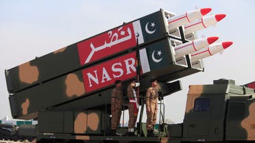 Pakistani military personnel stand beside short-range Surface to Surface Missile NASR during Pakistan Day military parade in Islamabad, Pakistan, March 23, 2017. (File photo: Reuters)