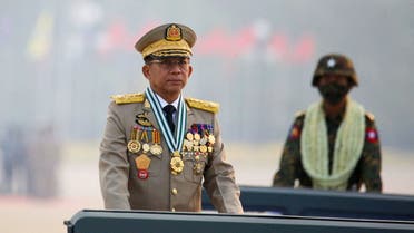 Myanmar's junta chief Senior General Min Aung Hlaing, who ousted the elected government in a coup on February 1, 2021, presides over an army parade on Armed Forces Day in Naypyitaw, Myanmar, March 27, 2021. (File photo: Reuters)