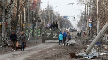 A view shows a street, which was damaged during Ukraine-Russia conflict in the southern port city of Mariupol, Ukraine April 17, 2022. REUTERS/Alexander Ermochenko