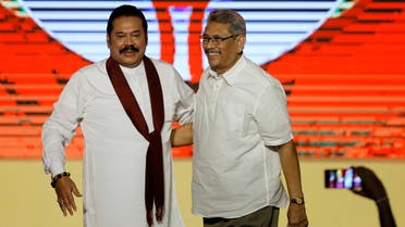 Sri Lanka's President Gotabaya Rajapaksa (R) shares a moment with his brother Mahinda Rajapaksa after he was nominated as a presidential candidate during the Sri Lanka People's Front party convention in Colombo, Sri Lanka August 11, 2019. (File photo: Reuters)