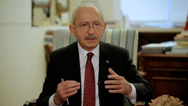 Kemal Kilicdaroglu, the leader of the main opposition Republican People's Party (CHP) speaks during an interview with Reuters in Ankara, Turkey, on February 18, 2022. (Reuters)