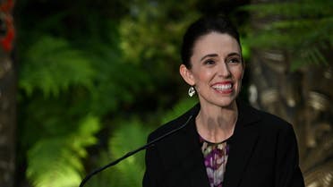 New Zealand's Prime Minister Jacinda Ardern speaks at the unveiling ceremony of a Kuwaha sculpture at Gardens by the Bay's Cloud Forest in Singapore April 19, 2022. (Reuters)