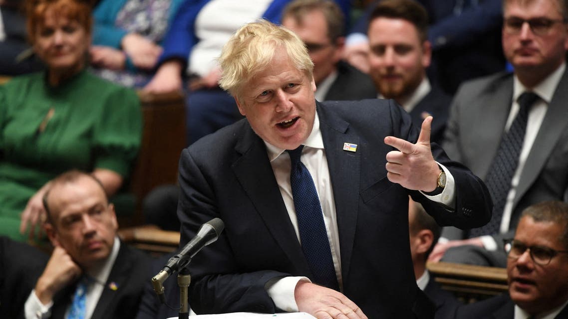 FILE PHOTO: British Prime Minister Boris Johnson speaks as he takes questions at the House of Commons in London, Britain April 20, 2022. UK Parliament/Jessica Taylor/Handout via REUTERS THIS IMAGE HAS BEEN SUPPLIED BY A THIRD PARTY. MANDATORY CREDIT. IMAGE MUST NOT BE ALTERED./File Photo