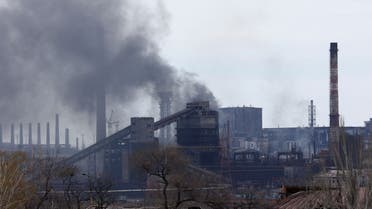 Smoke rises above a plant of Azovstal Iron and Steel Works during Ukraine-Russia conflict in the southern port city of Mariupol, Ukraine April 21, 2022. (Reuters)