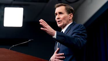 Pentagon spokesman John Kirby speaks during a briefing at the Pentagon in Washington, Tuesday, April 19, 2022. (AP Photo/Andrew Harnik)